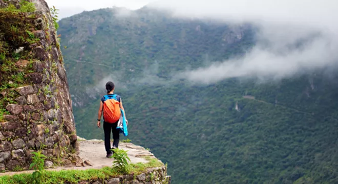 Solo female walker on the Inca Trail Peru
